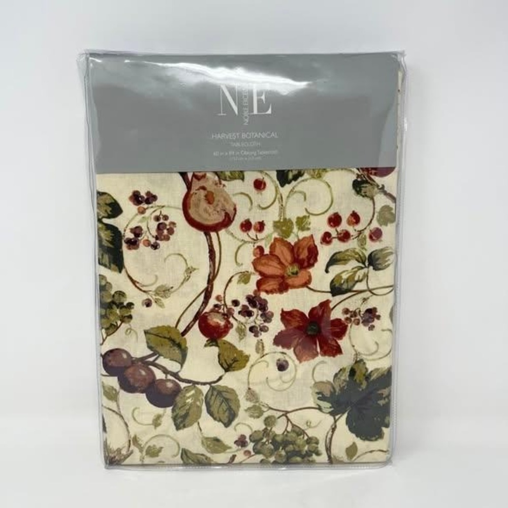 Noble Excellence Harvest Botanical Tablecloth Linen Oblong 60x84‎ Fall Floral